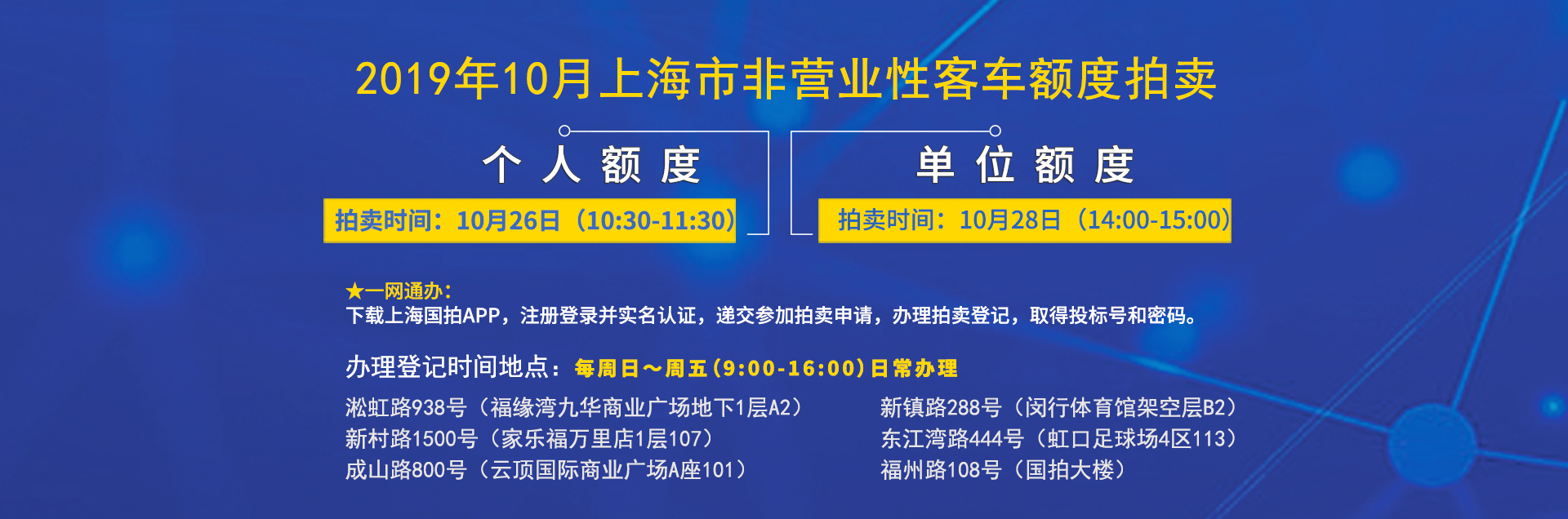 2019年10月上海市个人非营业性客车额度拍卖公告