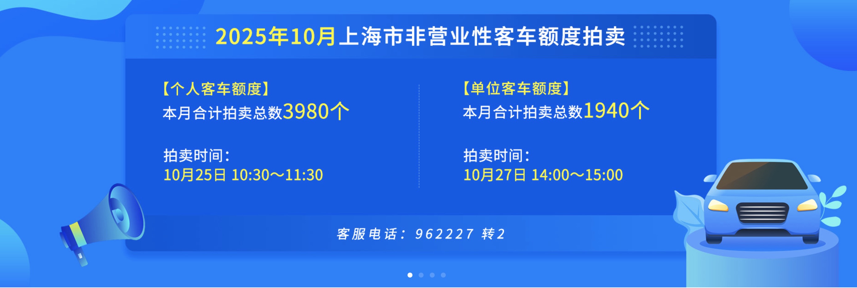 2025年10月上海市个人非营业性客车额度拍卖公告